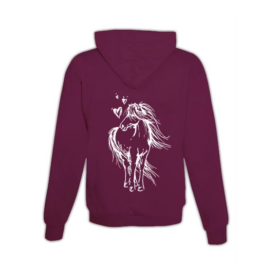 Hoodie mit Zipper Pferd mit Herzen Unisex