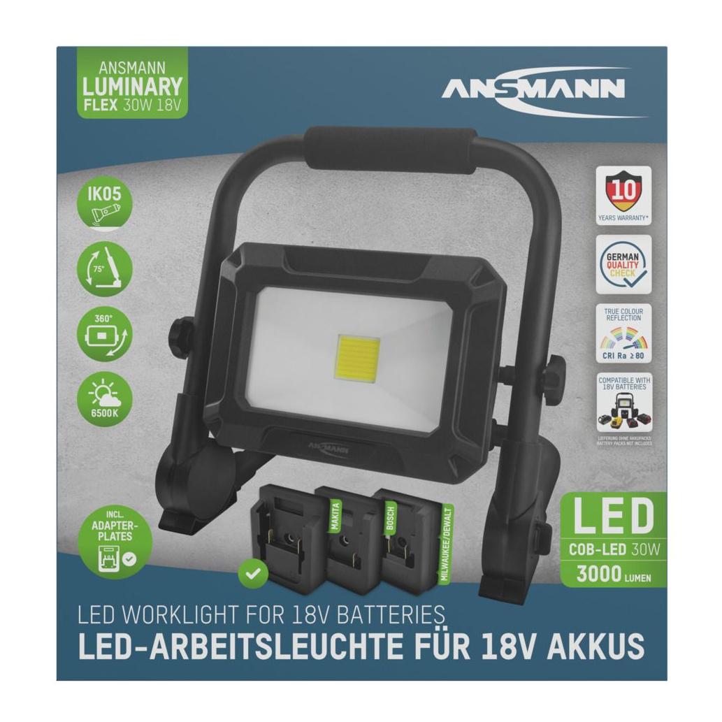 Ansmann Projecteur à LED 30 W pour bloc d'accumulateurs 18V Powertool