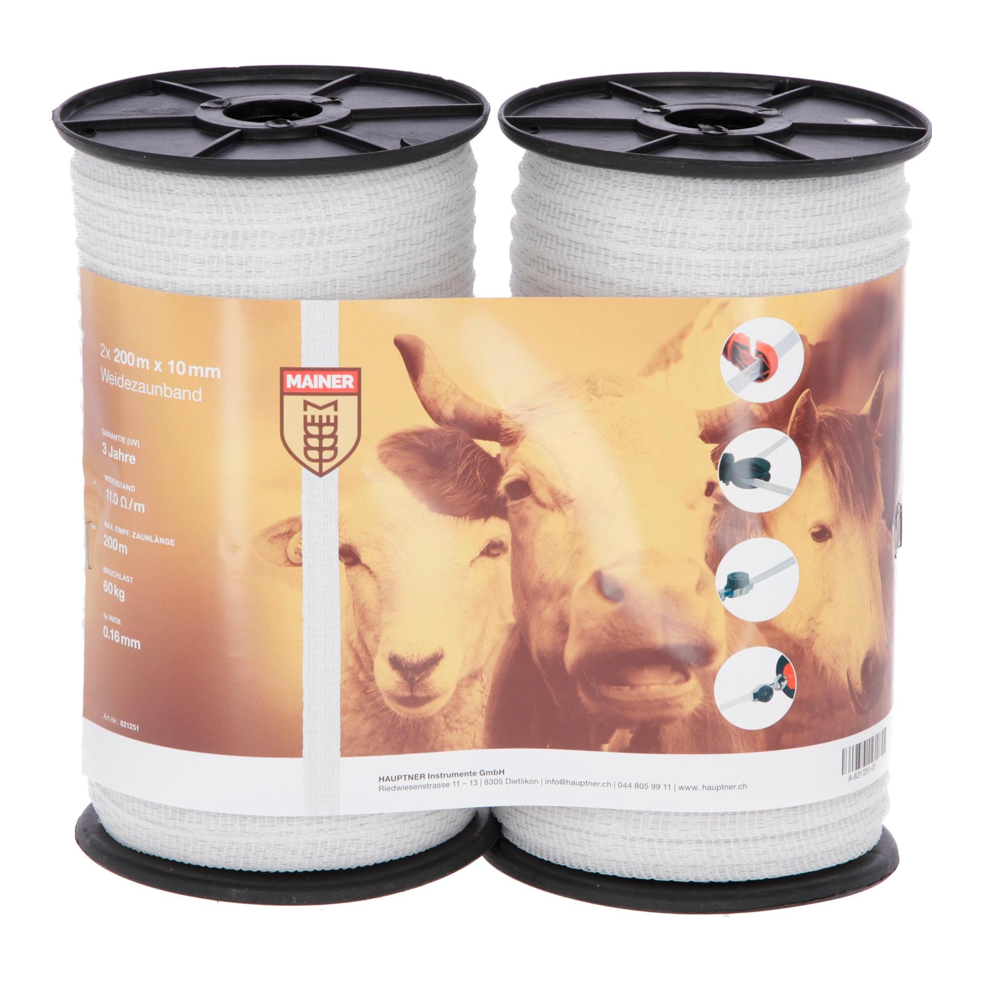 Mainer Weidezaunband Doppelpack Weiss