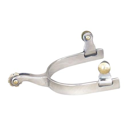 Western Imports Edelstahl Sporen mit kleinem Messingrad Silber