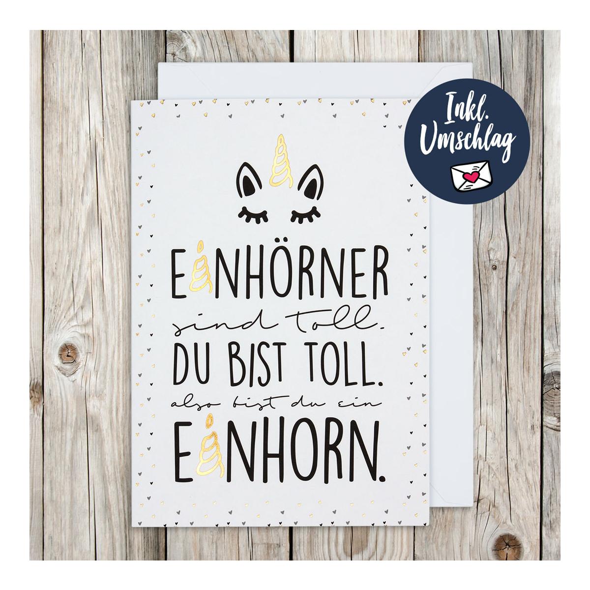 Soulhorse Grusskarte "Einhörner" Weiss