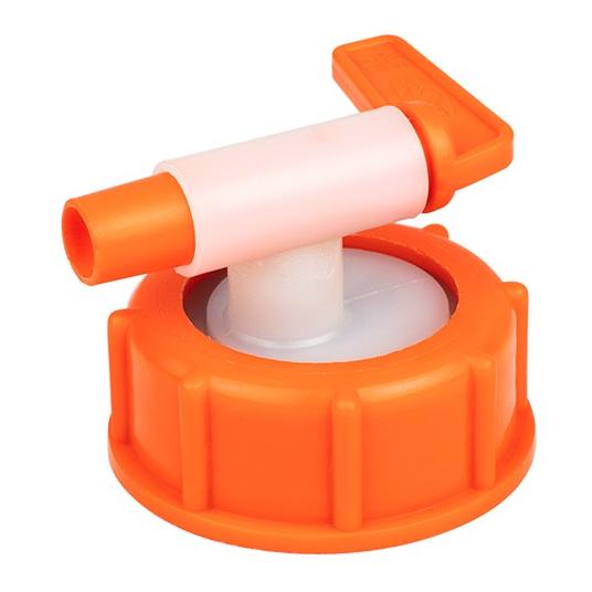 Speidel Kunststoff-Auslaufhahn mit Überwurfmutter NW 10 für Mostfass Orange / Weiss