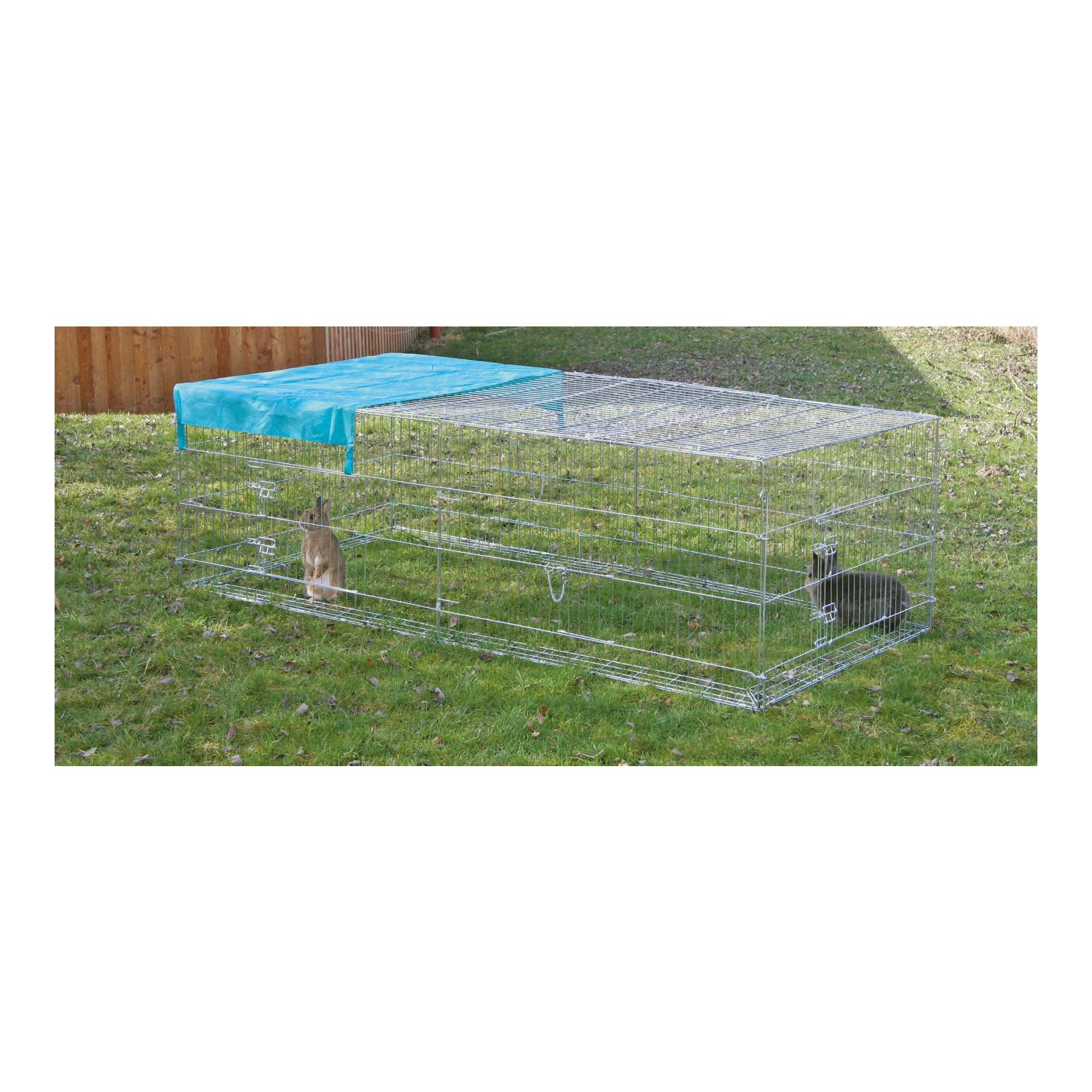 Kerbl Pet Freilaufgehege mit Ausbruchsperre & Sonnenschutz Silber