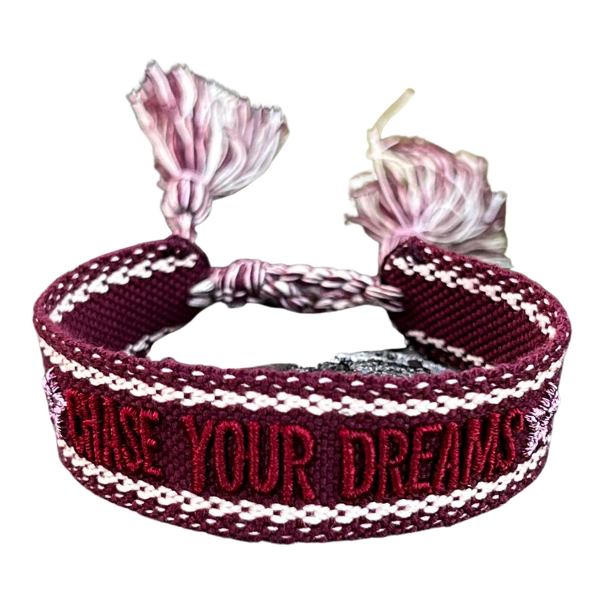 Soulhorse Stoffarmband "Chase Your Dreams" Bordeaux