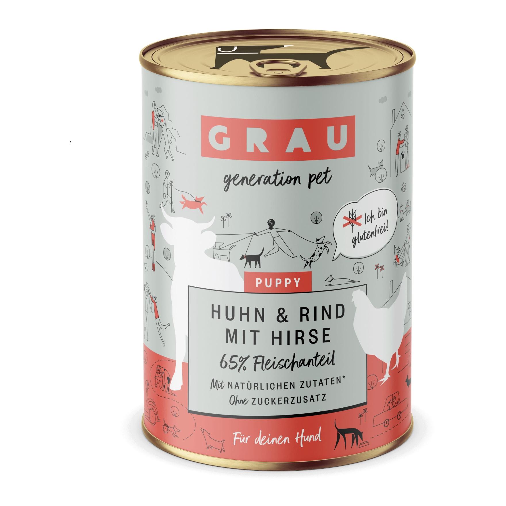 Grau - Generation Pet Nourriture humide Puppy poulet et bœuf avec millet