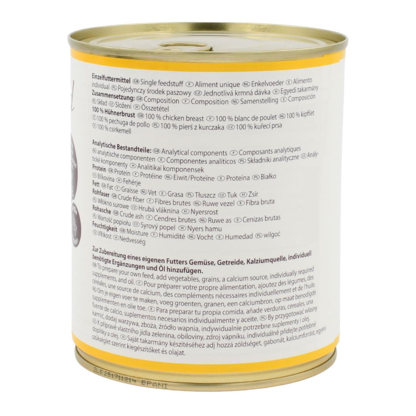 Lunderland Boîte de viande pure poitrine de poulet, aliment individuel pour chiens et chats
