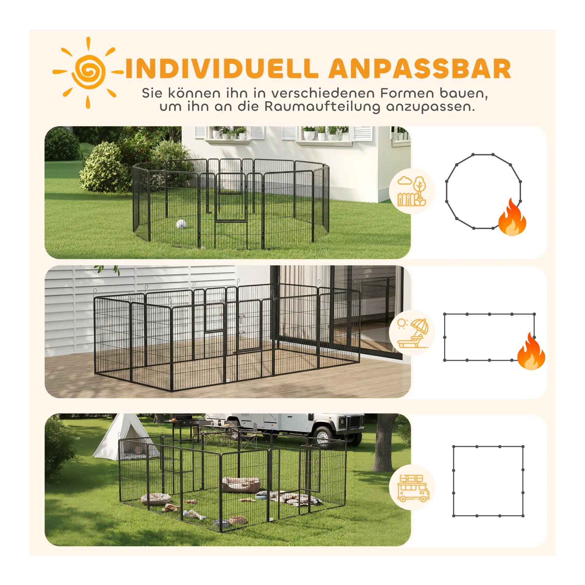 Mainer Enclos pour chiots avec 12 barreaux de 100 cm