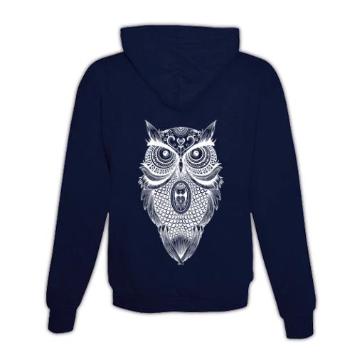 Hoodie mit Zipper Mandala Eule Unisex