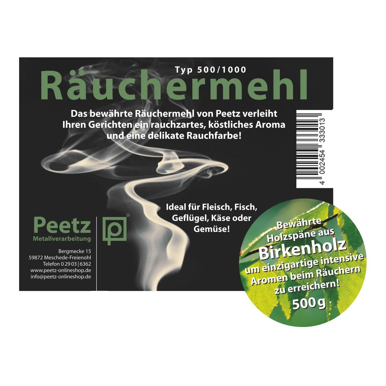 Peetz Copeaux de bois de bouleau pour fumage, 500 g, sachet refermable