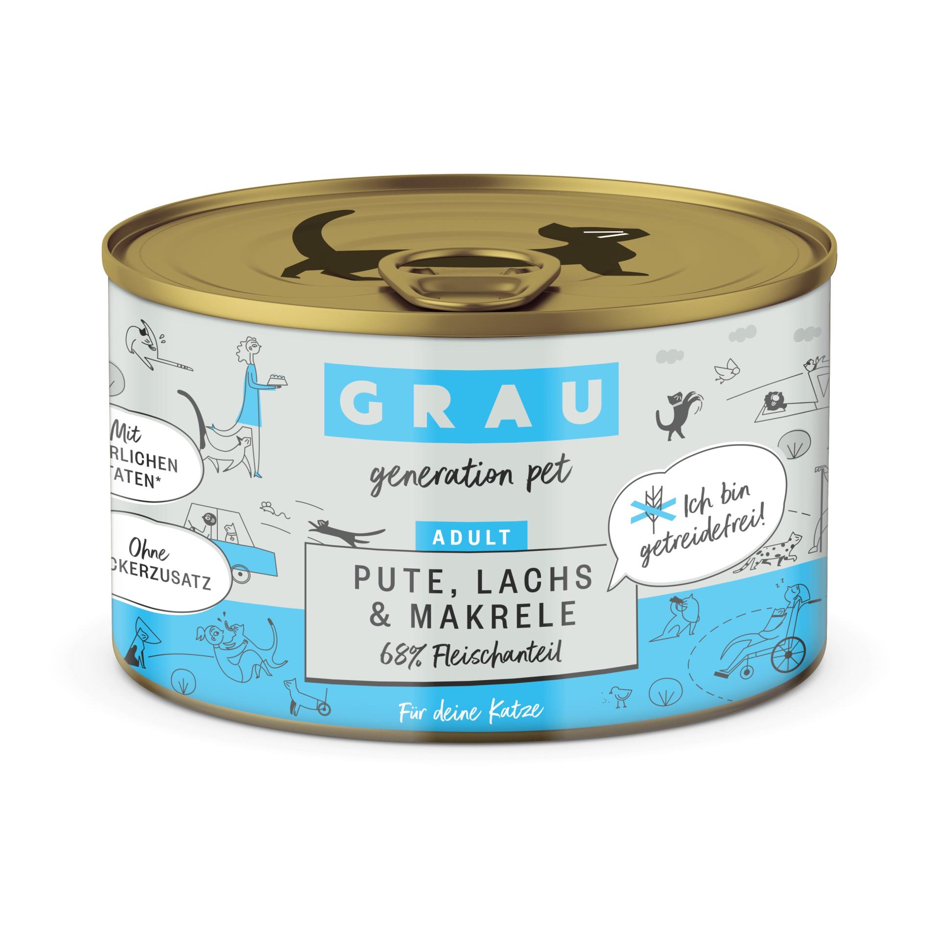 Grau - Generation Pet Nassfutter Pute, Lachs und Makrele