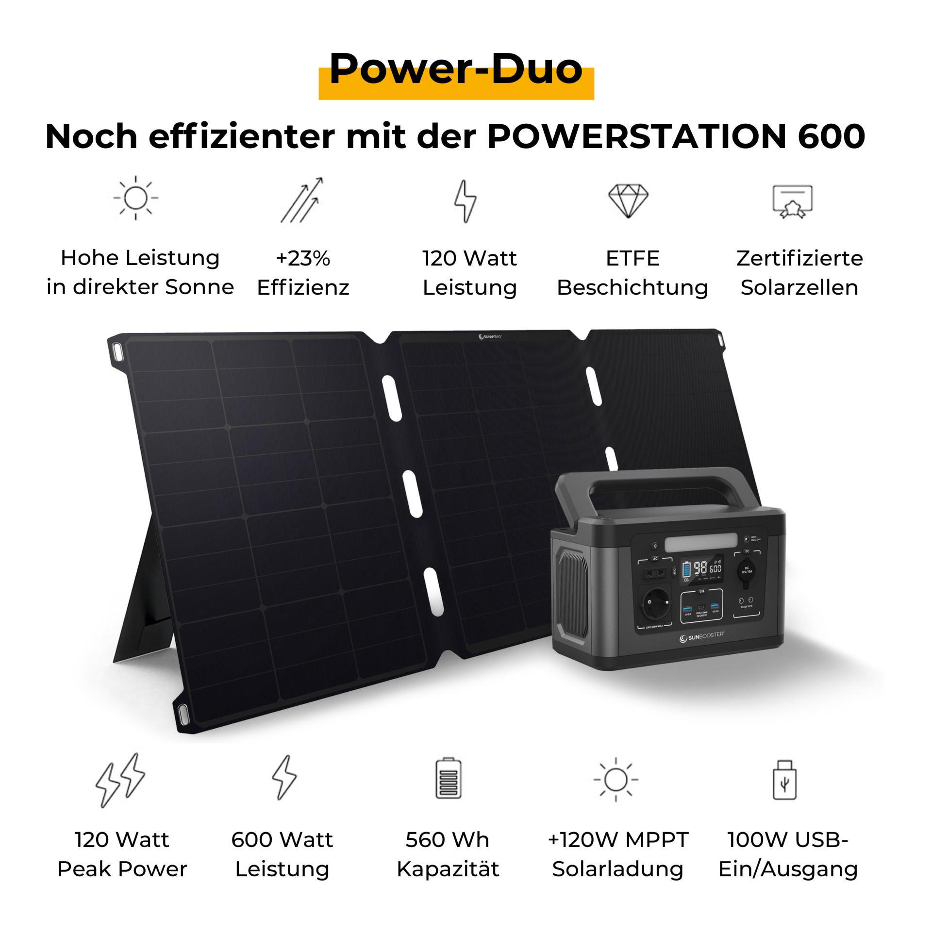 Tragbares Solarpanel SUNBOOSTER 120