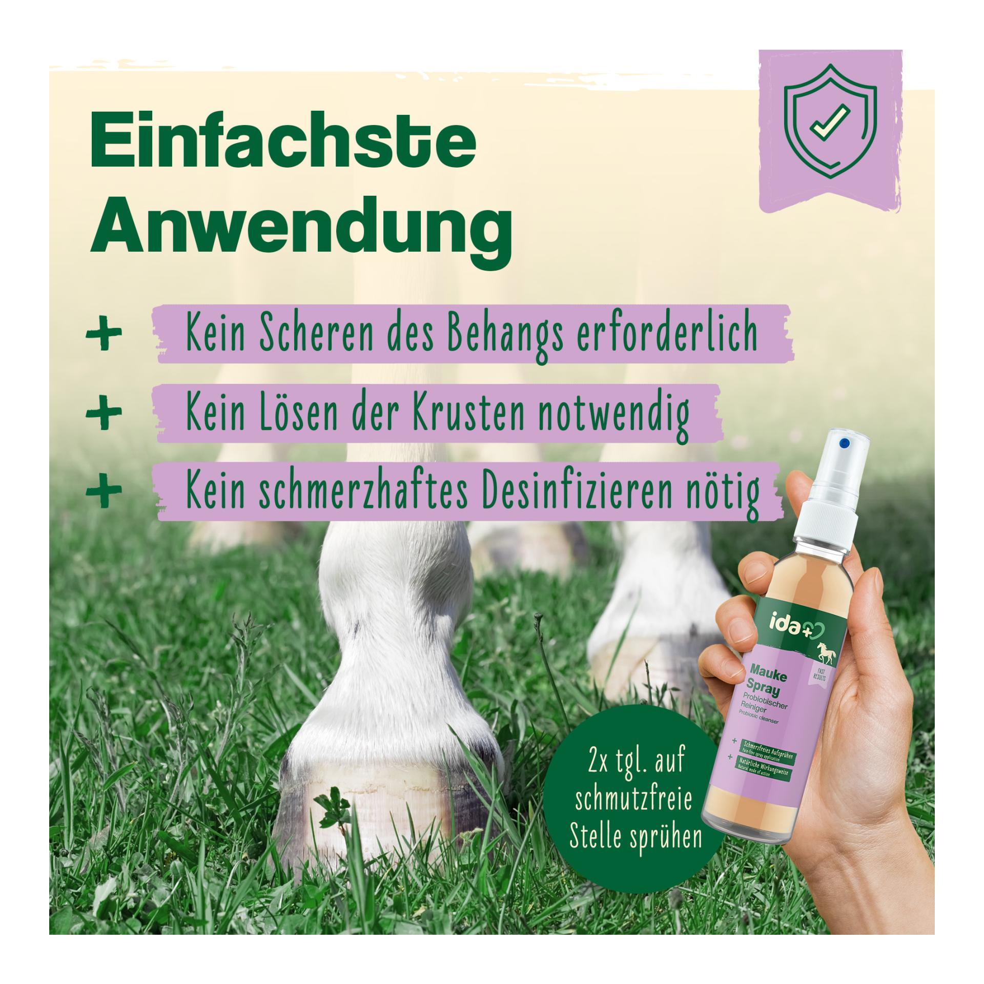 IdaPlus Spray anti-mauque pour chevaux - aide rapide en cas de mauque, de pourriture des rayons &amp; d'eczéma