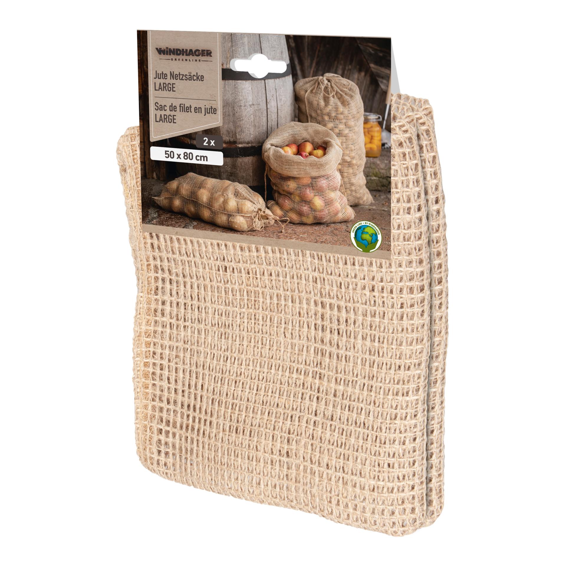 Windhager Jute Netzsäcke ÖKO mit Verschlusskordel