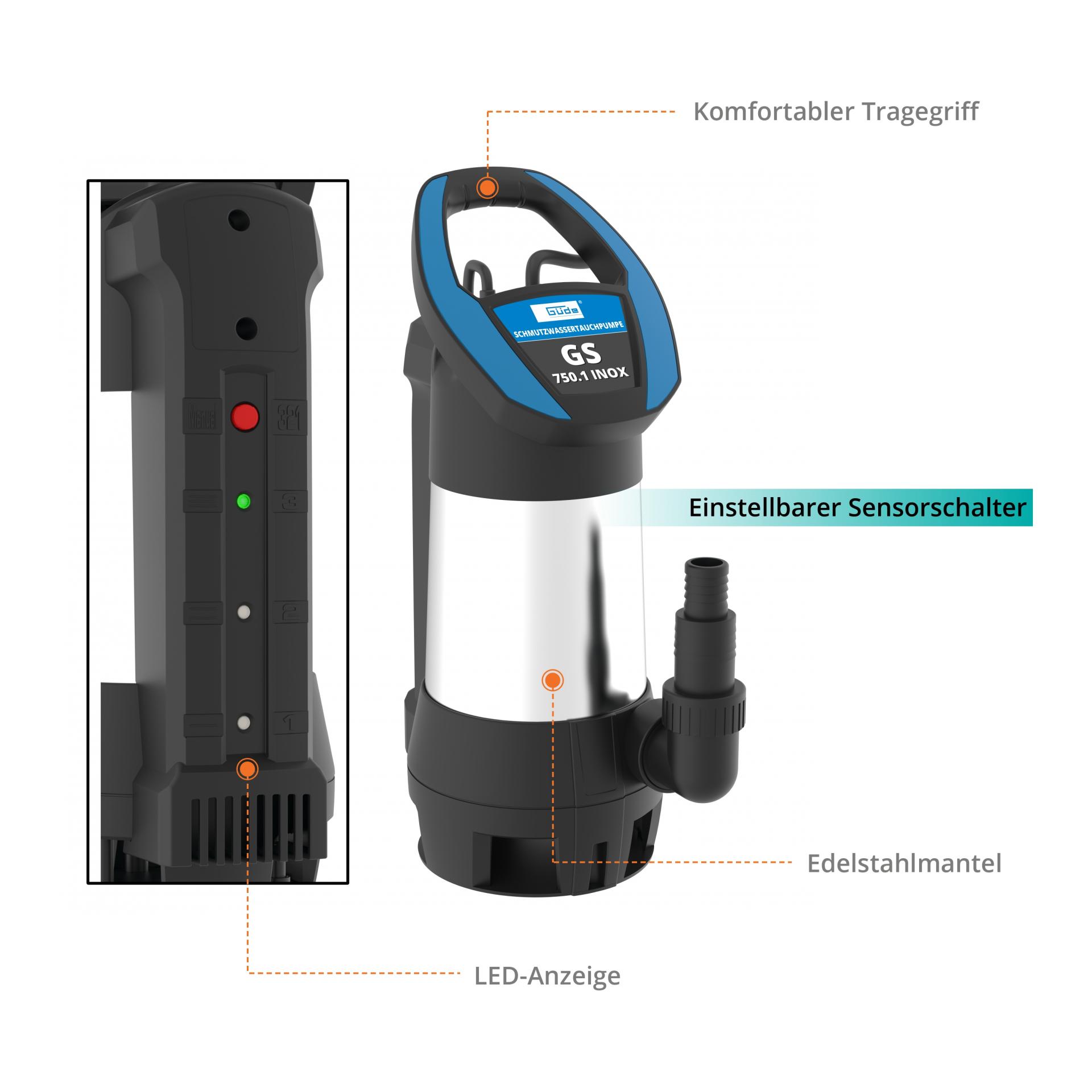 Güde Pompe submersible pour eaux sales GS 750.1 INOX